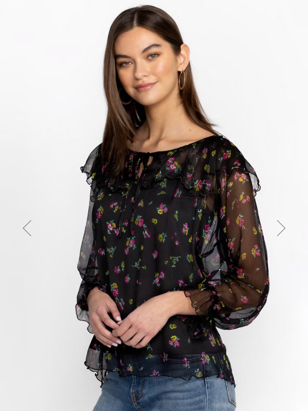 100% SILK ‼️ Johnny Was Fernanda Peasant Blouse